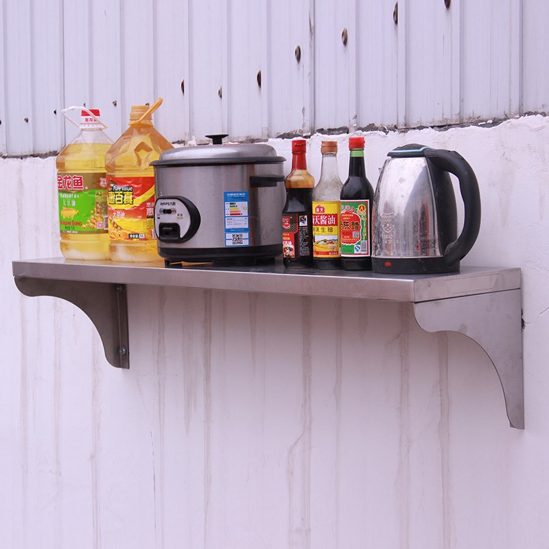 批发单层墙壁货架固定壁挂式商用架上墙架厨房微波炉调料不锈钢置