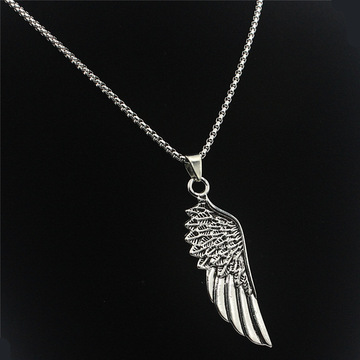 欧美男士项链批发 合金羽毛项链吊坠 个性古银色项链毛衣链饰品