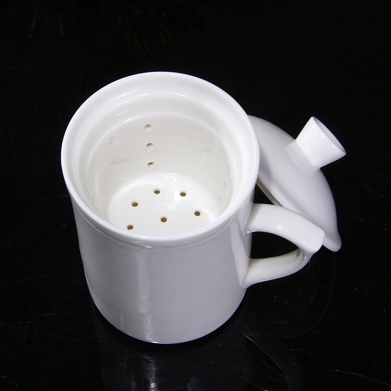 批发陶瓷杯德化玉瓷三件套 会议杯办公杯促销礼品杯可印制logo