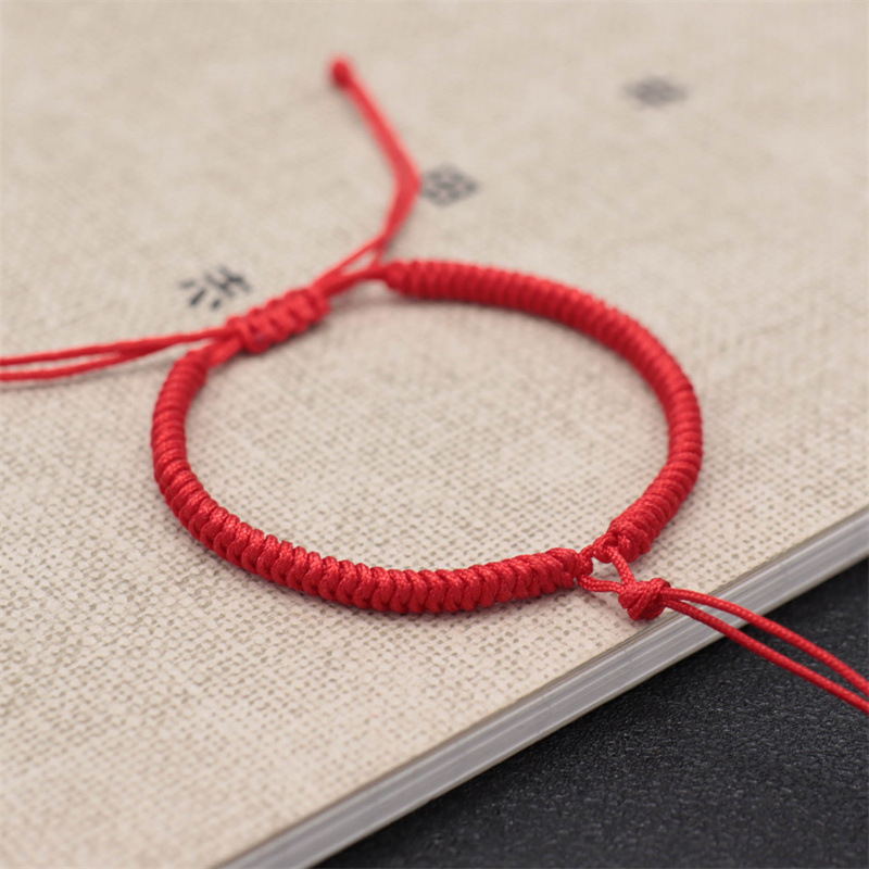 Handmade Braided Jade Strand Dorje Knot Semi-Finished Products Carrying Strap Beads Threading Peace Buckle Fine Couple DIY Red Rope Bracelet