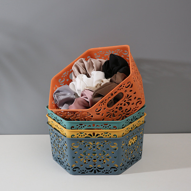 Snack Storage Basket Household Plastic Hollow Bathroom Storage Basket