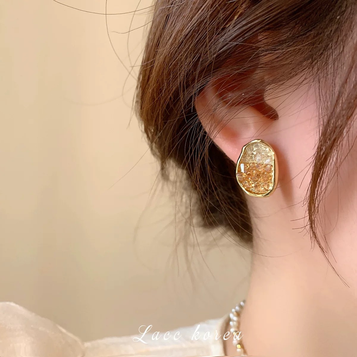 Orange Crystal Stud Earrings for Women Light Luxury Minority Design Temperament 2023 New Trendy Earrings