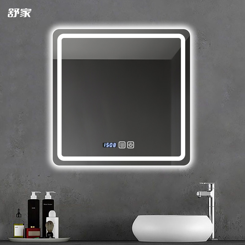 Simple Style Bathroom Mirror Smart Mirror LED Light Touch Screen Bathroom Table Luminous Makeup Mirror Square