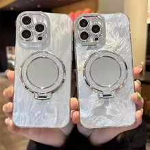 S30闪粉支架镜子适用步步高y300i创意羽纱手机壳x200s精孔羽毛纱