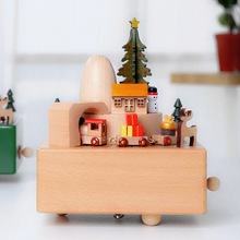 旋转木马小火车木质音乐盒八音盒创意儿童生日圣诞节礼物
