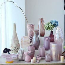 手工玻璃花瓶摆件高级感ins风花瓶现代简约花器工艺品家居装饰品