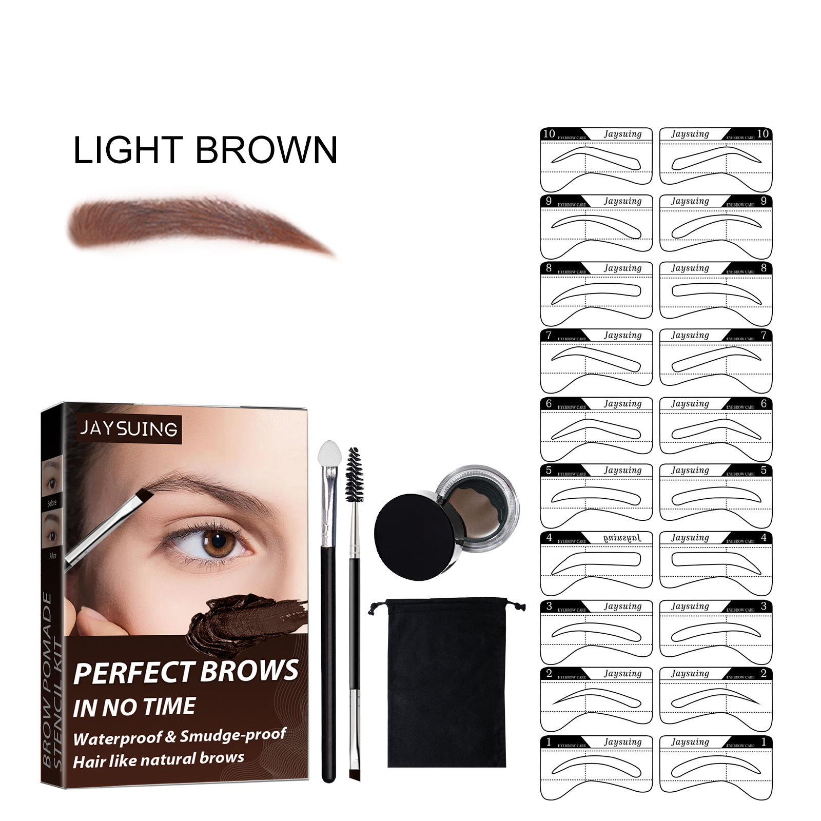 Jaysuing Brow Cream Set with Eyebrow Brush Self-Coloring Waterproof and Durable Smear-Proof Makeup Not Easy to Smudge Brow Cream