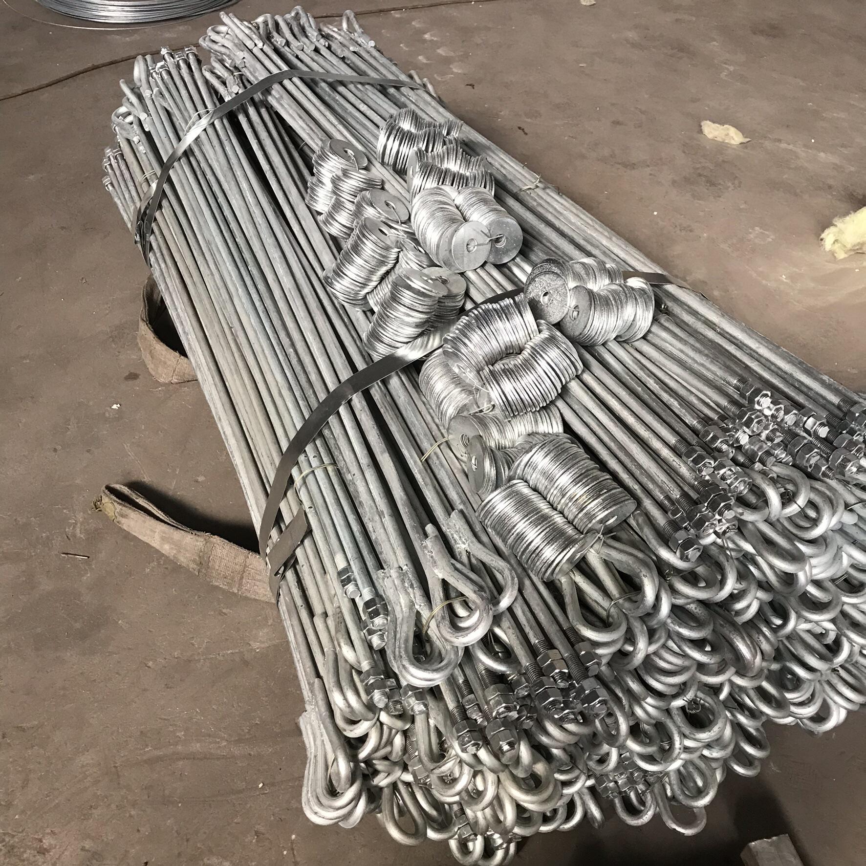 通信拉线地锚 大棚热镀拉线双环地锚拉杆 镀黄双圈地锚棒16*1800