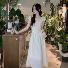 实拍现货韩版夏季新款连衣裙温柔风褶皱设计花朵桃心领纯色吊带裙