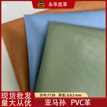 PVC皮革拉毛底皮料批发产品包装沙发家私皮革双色复古细纹羊纹