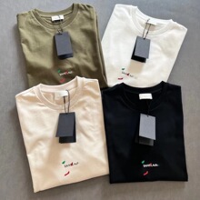 国内现货24春夏新款ysl彩色字母印花logo男女同款休闲圆领短袖t恤