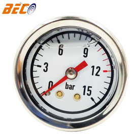 贝伊特beco 40mm轴向充油压力表 全不锈钢15bar油表 耐震压力表