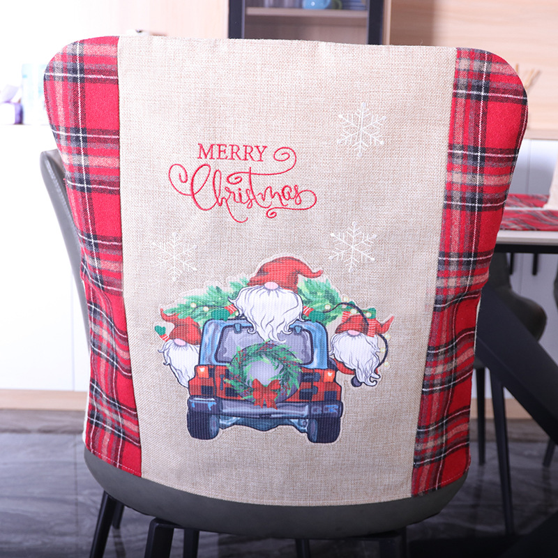 Christmas Decoration Supplies Christmas Table and Chair Cover Santa Claus Chair Cover Christmas Blue Truck Chair Cover