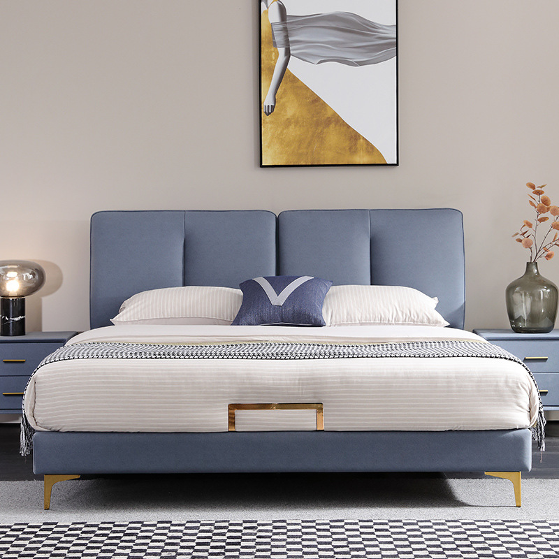 直营北欧科技布床双人床小户型主卧1.8米简约现代布艺床1.5轻批发