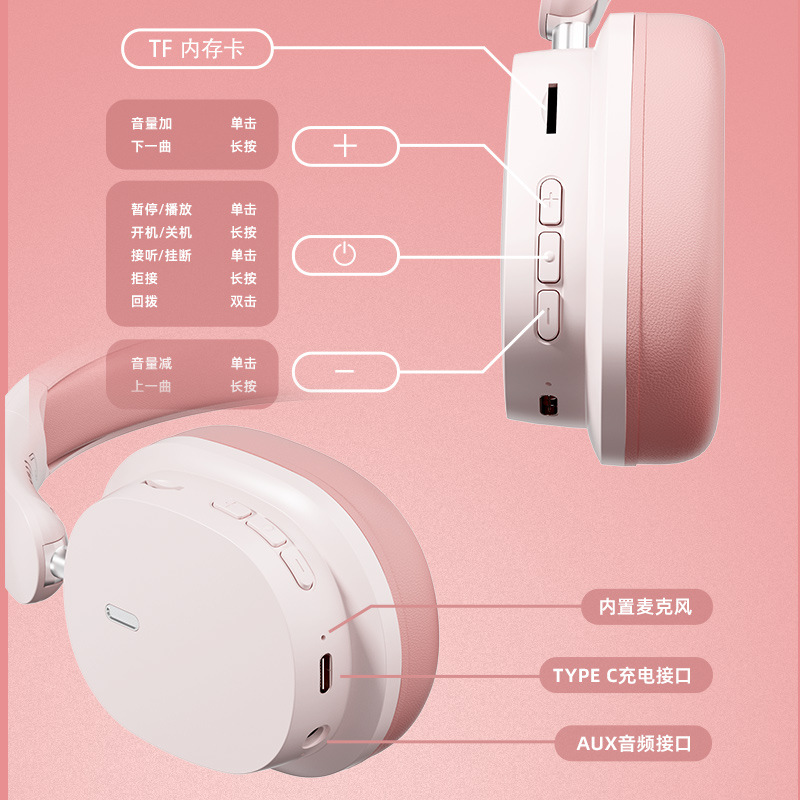 新款蓝牙音乐耳机头戴式无线跨境降噪耳麦长续航手机通用