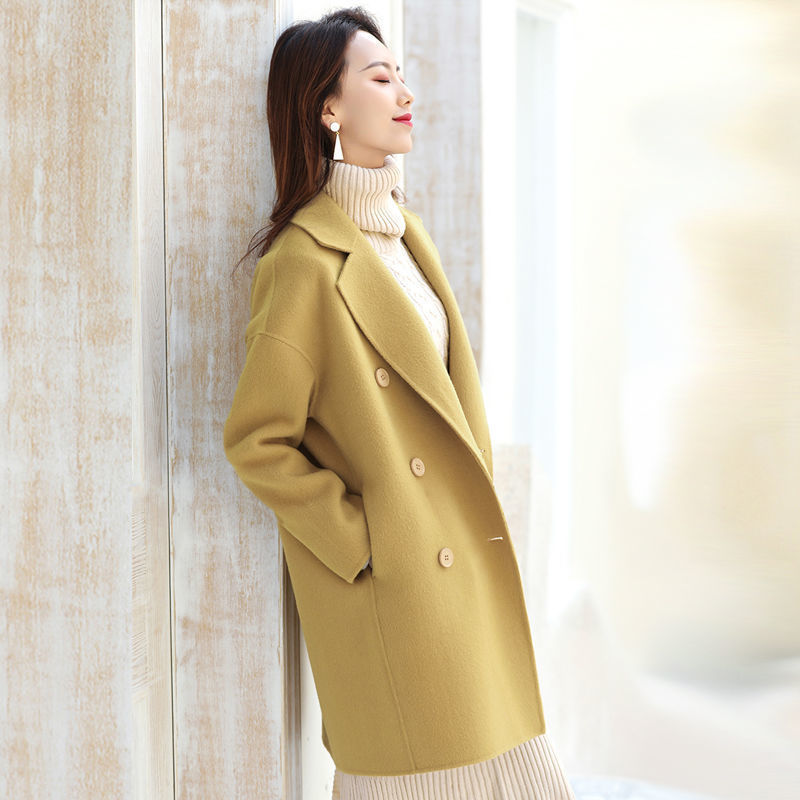 毛呢大衣女中长款2023秋冬季新款韩版宽松休闲大码茧型呢子外套女