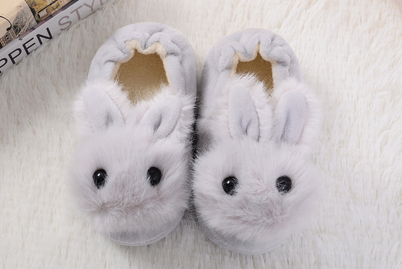 冬季新款毛绒儿童棉鞋卡通可爱兔头保暖套脚鞋休闲现货橡胶底童鞋