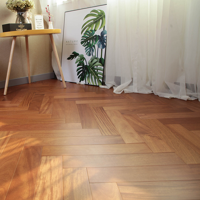 榶朝 南洋金檀木人字拼原木纯实木地板家用卧室地暖锁扣厂家直销