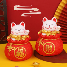 龙年喜庆福袋猫存钱罐家居装饰品大容量储蓄罐新年礼品批发