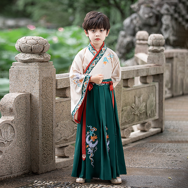Children's Han Chinese Costume Boy's Ancient Costume 2023 Autumn and Winter New High-End Ancient Style Little Lord Scholar Costume Suit Wholesale