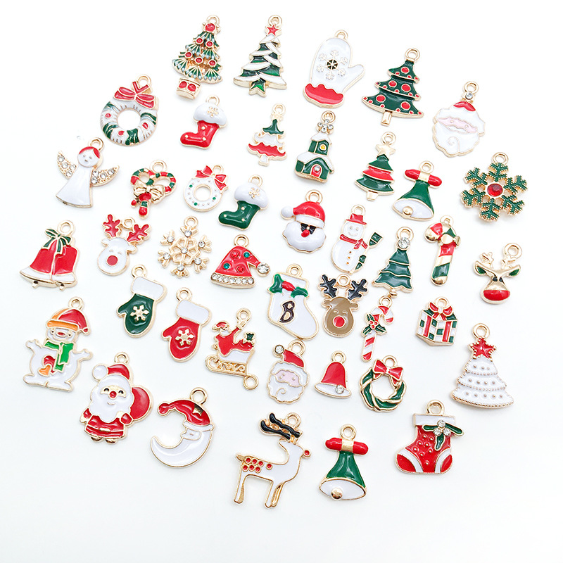 50 Mixed Christmas Style Alloy Dripping Accessories DIY Pendant Handmade Pendant Material Package Mixed Decorations