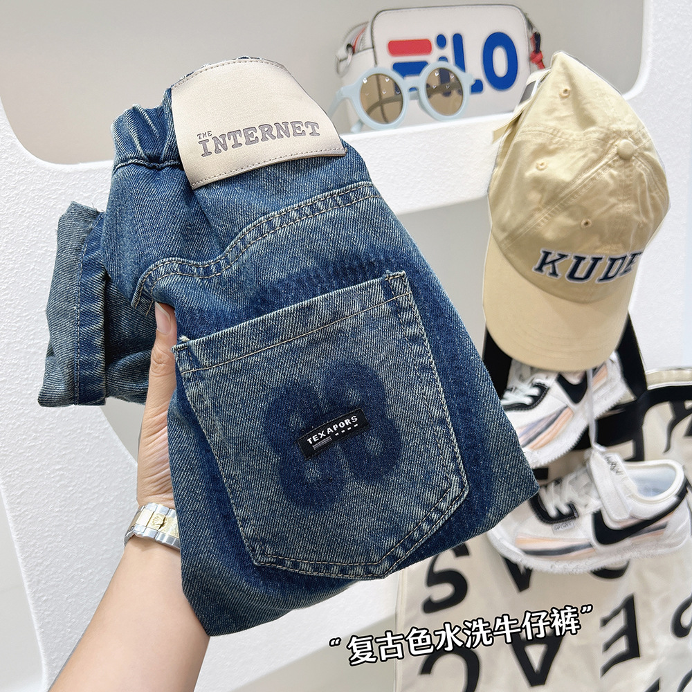 男童牛仔裤春秋款中大童2024秋装新款长裤儿童宽松洋气休闲裤子潮