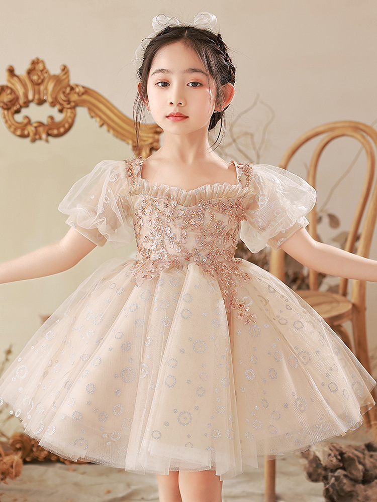 女童礼服夏季公主蓬蓬裙花童小女孩主持人儿童钢琴演奏礼服演出服