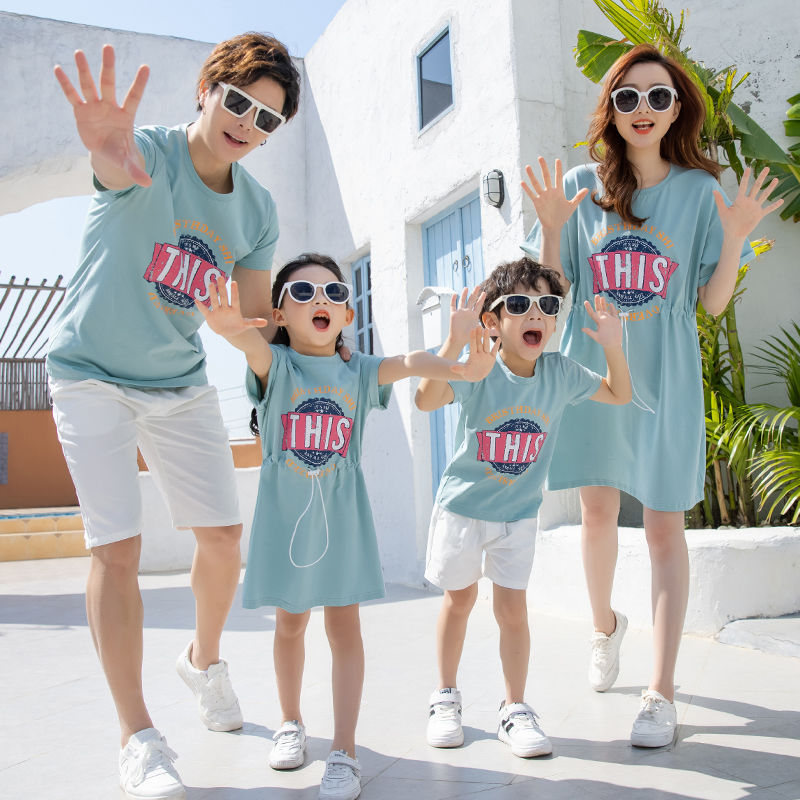 不一样的亲子装夏装洋气一家三口四口母子装韩版炸街母女装连衣裙