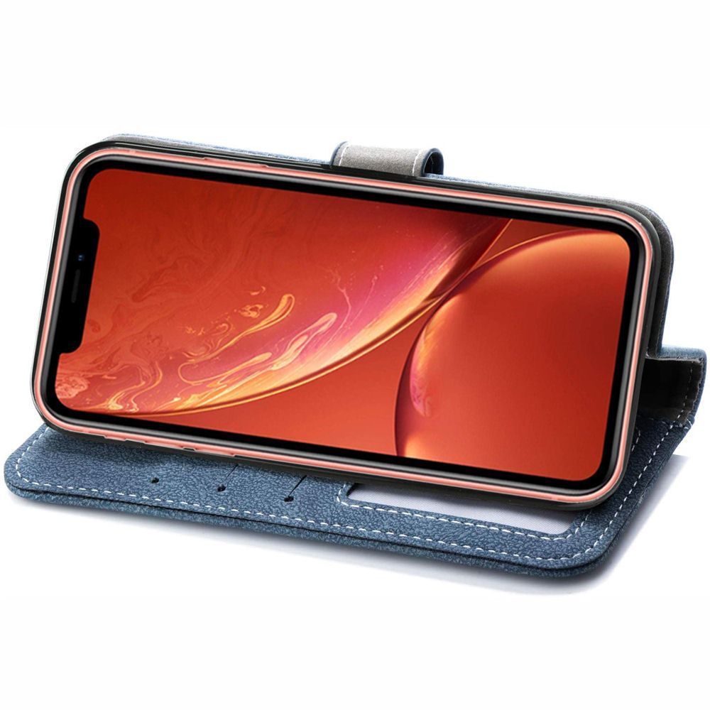 适用于苹果iphonexr多卡槽磁吸支架式旋转钱包手机保护套防摔皮套纯色