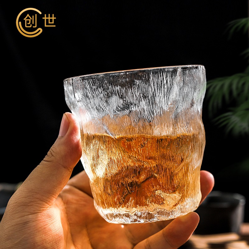 Japanese Creative Glacier Cup Clear Glass Cup Whiskey Glass Juice Coffee Cup Tree Pattern Glass Beer Cup