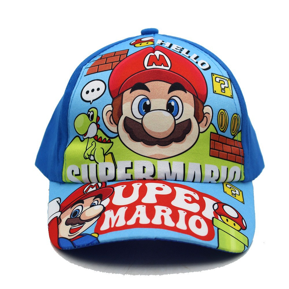 Cross-Border New Arrival Mario Cartoon Surrounding the Game Children's Baseball Cap Super Mary Brothers Printed Sunshade Duck Tongue