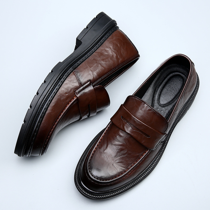 高级感男鞋厚底增高百搭商务休闲皮鞋子春季新款透气新郎结婚鞋子