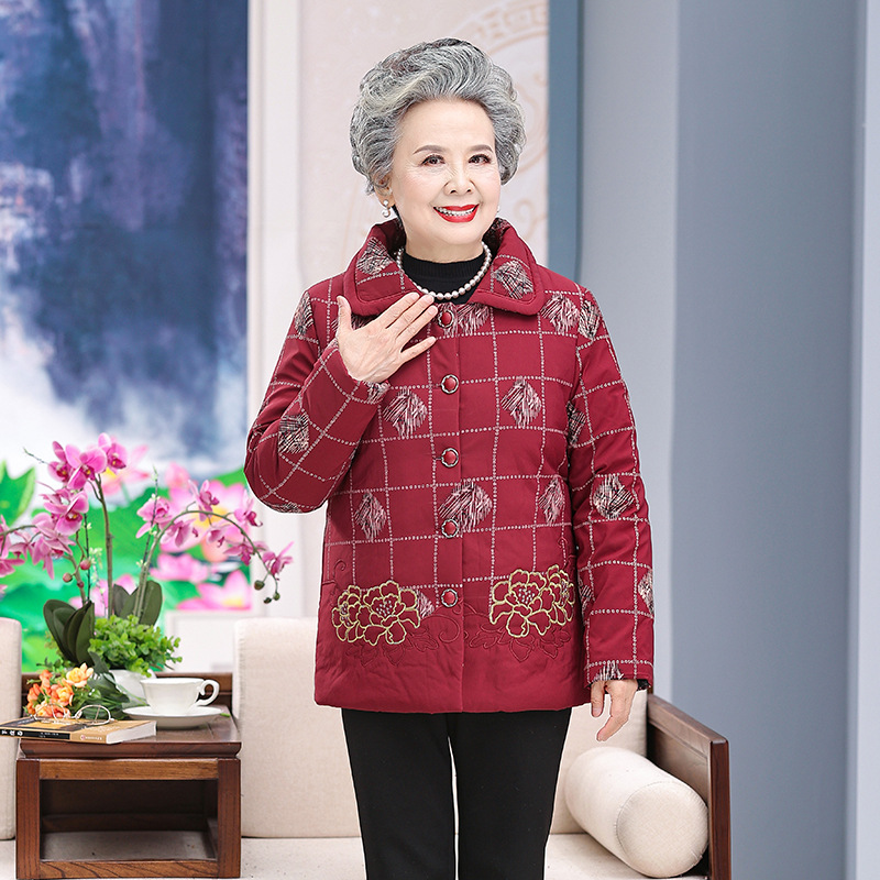 奶奶冬装加绒棉服保暖外套60岁70中老年人妈妈装棉衣80老太太棉袄