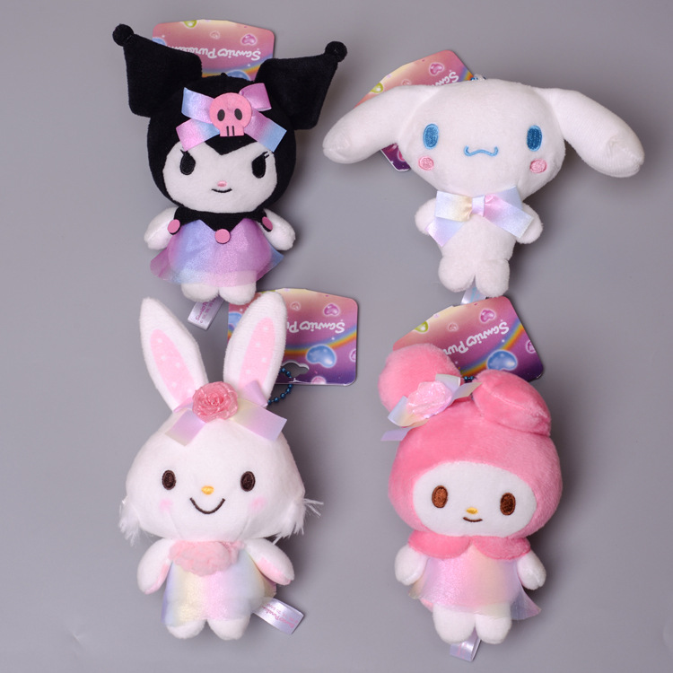 日系三丽鸥彩虹乐园库洛米玉桂狗美乐蒂毛绒公仔挂件包包挂饰玩具