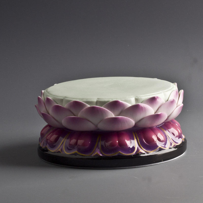 家居佛堂摆件供佛像底座陶瓷彩绘莲花座观音莲花台加高佛座摆件