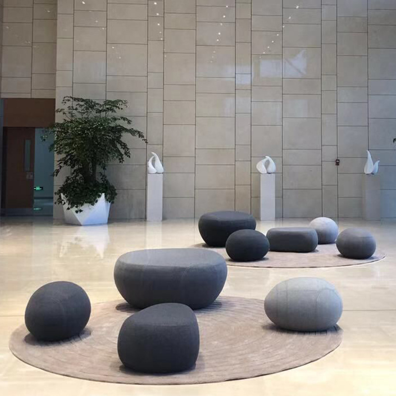 玻璃钢软包鹅卵石沙发座椅商场石头造型家具坐凳美陈公共区休闲椅