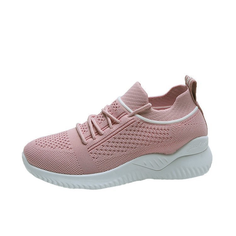 Flyknit Breathable Comfortable Flat Fitness Women's Shoes Spring, Summer, Autumn Pumps Knitted Non-Slip Sneaker Leisure Tourist Shoes