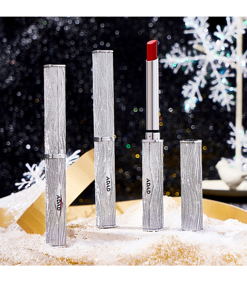 完美adad日记雪绒银花细管口红圣诞国风防水不沾杯不掉色唇膏