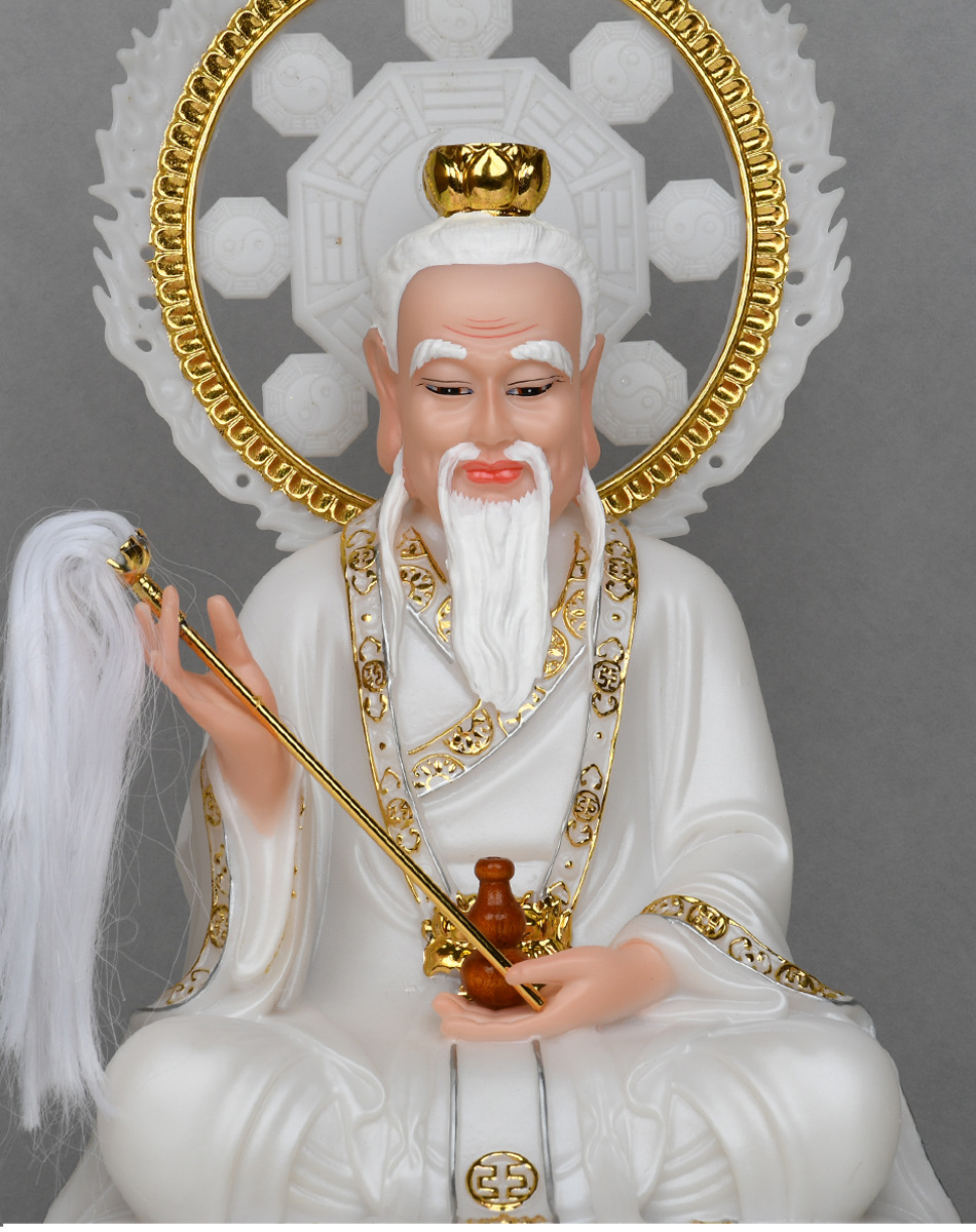 三清道教祖师爷神像家用合成汉白玉佛像珍珠白太上老君元始天尊