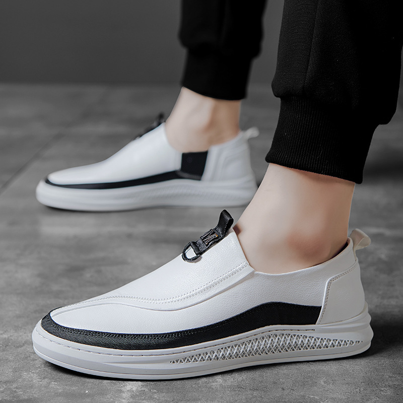 男鞋秋季2024新款英伦百搭小白鞋真皮休闲鞋子男士开车皮鞋男板鞋