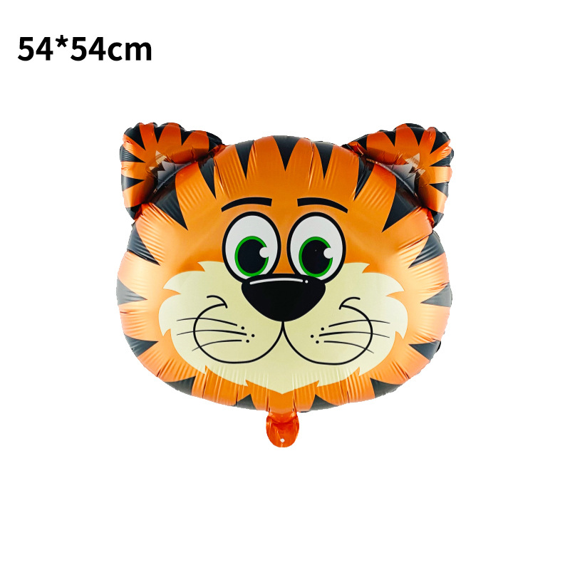 Cartoon Animal Head Balloon Medium Aluminum Balloon Tiger Lion and Monkey Giraffe Shape Balloon Wholesale Push
