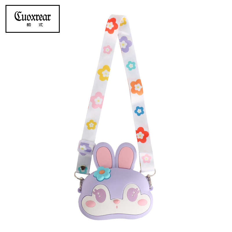 Children's Bag Cute Little Girl Princess Crossbody Bag Cartoon Silicone Victory Bear Bag Girly Heart Shoulder Coin Purse