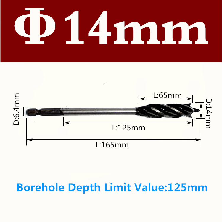 Woodworking Brad Point Drill Bits Four-Slot Carpentry Drill Door Lock Tapper Four-Blade Lengthened Carpentry Drill Hexagonal Handle Cross-Border Hot