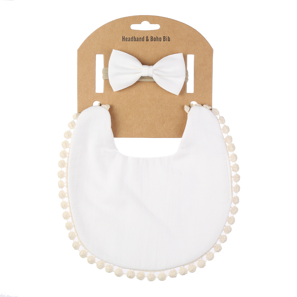 Ins New Baby Bib Headband Set Solid Color Bamboo Fiber Cotton Children Bib Baby Bib