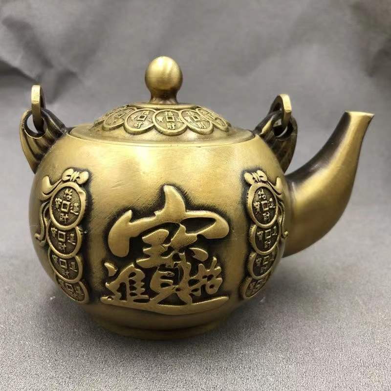 古董古玩铜壶大清乾隆年制老物件酒壶   尺寸:120*80mm约 重约:560克