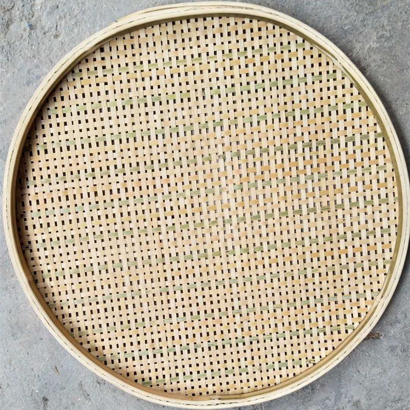 竹编竹制品无孔有孔竹筛子家用干货晾晒圆簸箕米筛竹匾绘画装饰品