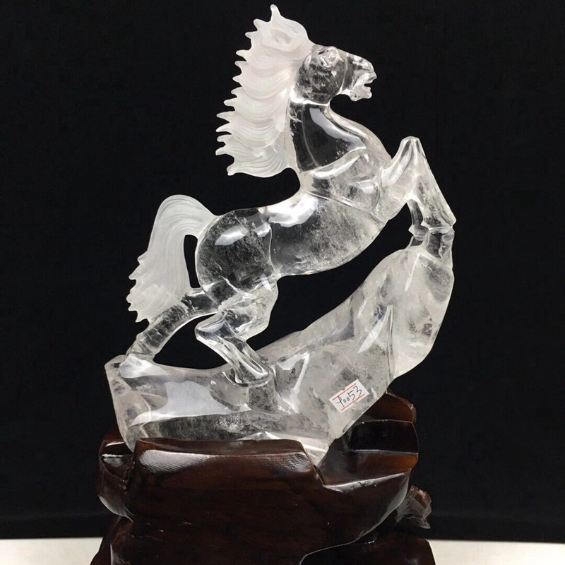 鸿硕晶收藏款天然白水晶生肖马摆件原石家居办公开业礼品晶体通透