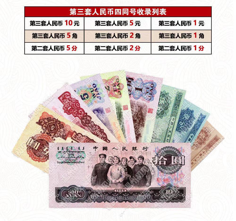 第三套人民币小全套 9张三同号钞收藏册 纸币珍藏册银行保险礼品