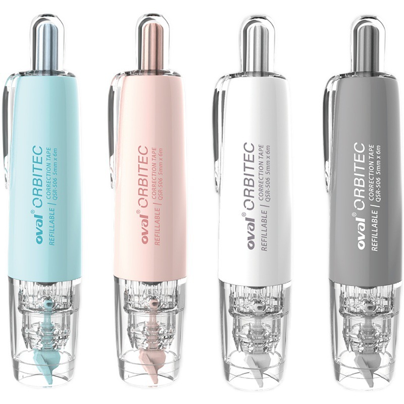 台湾oval欧文修正带限定款马卡龙系列按动型涂改带可换替芯改正带