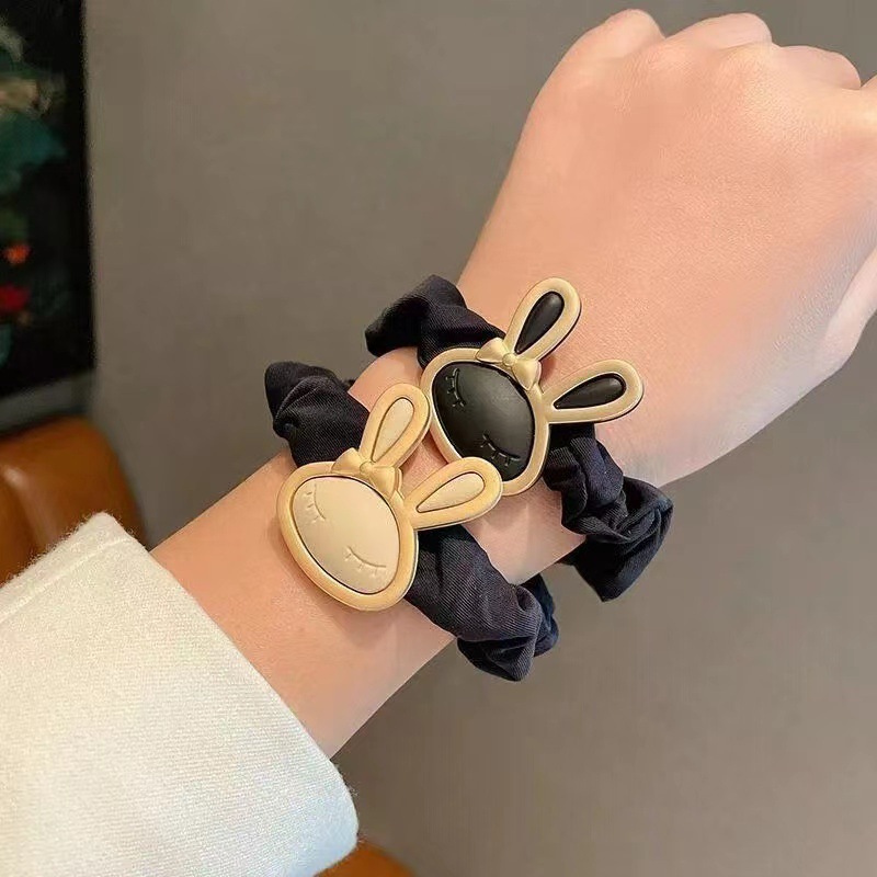 Korean Style High Elastic Cute Rabbit Rubber Band Bun Headband Temperament Ponytail Head Rope Female Small Intestine Hair Ring Hair Accessories